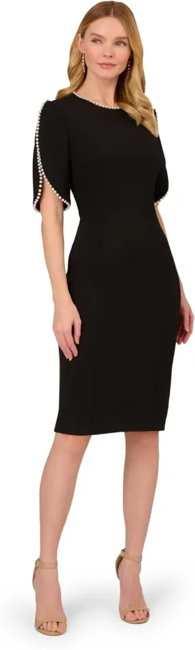Adrianna Papell Women's Knit Crepe Pearl Midi Dress