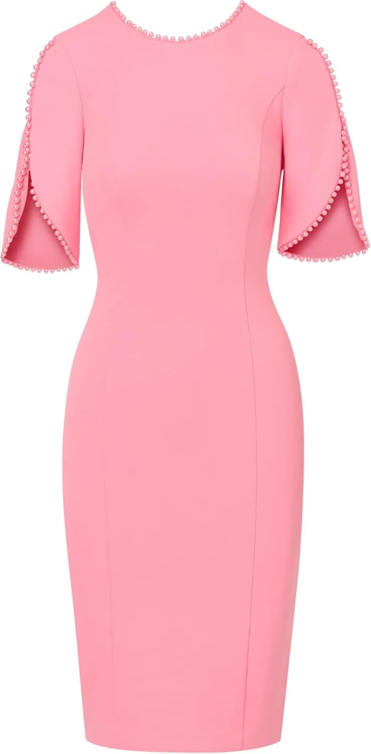 Adrianna Papell Women's Knit Crepe Pearl Midi Dress