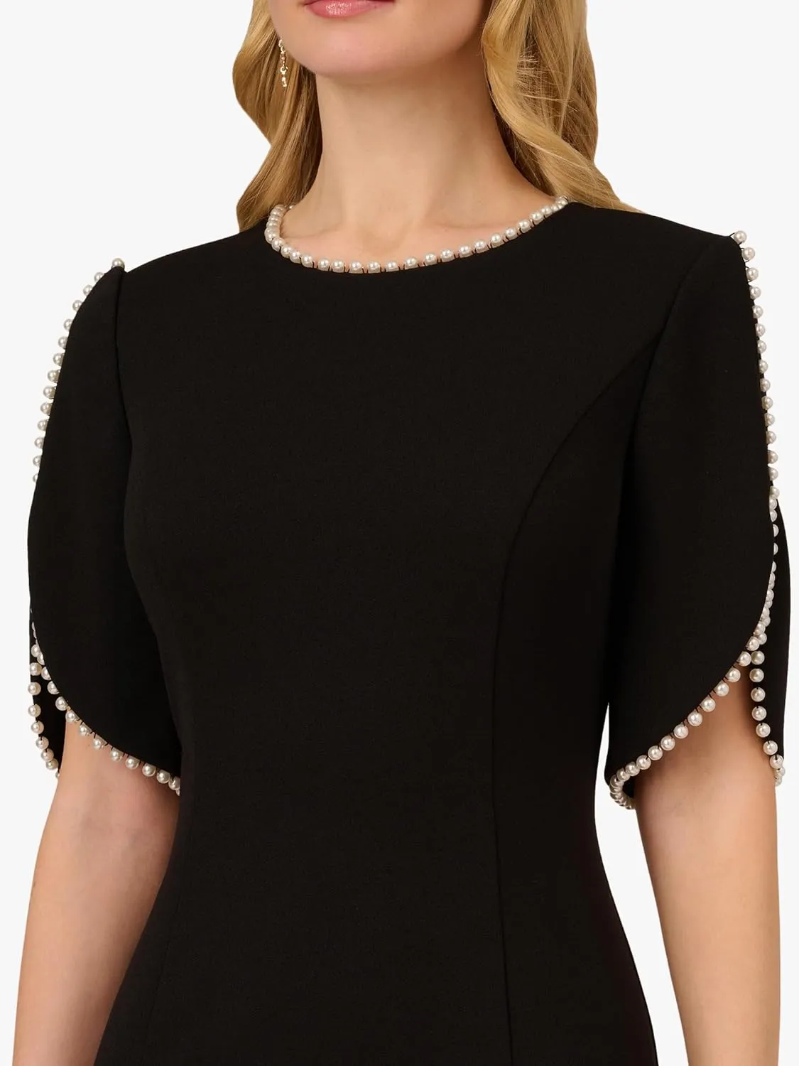 Adrianna Papell Women's Knit Crepe Pearl Midi Dress