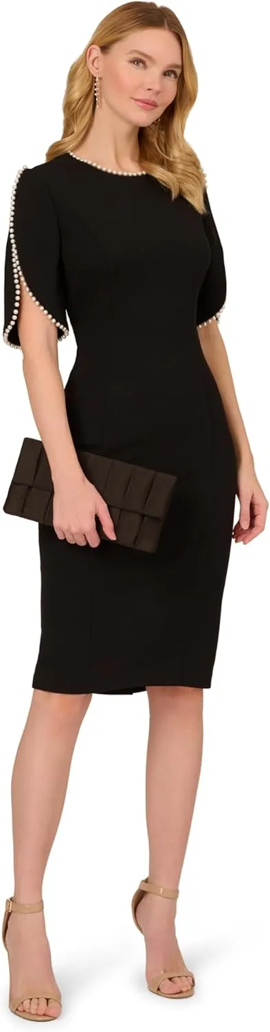 Adrianna Papell Women's Knit Crepe Pearl Midi Dress