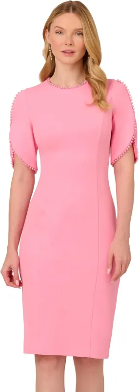 Adrianna Papell Women's Knit Crepe Pearl Midi Dress