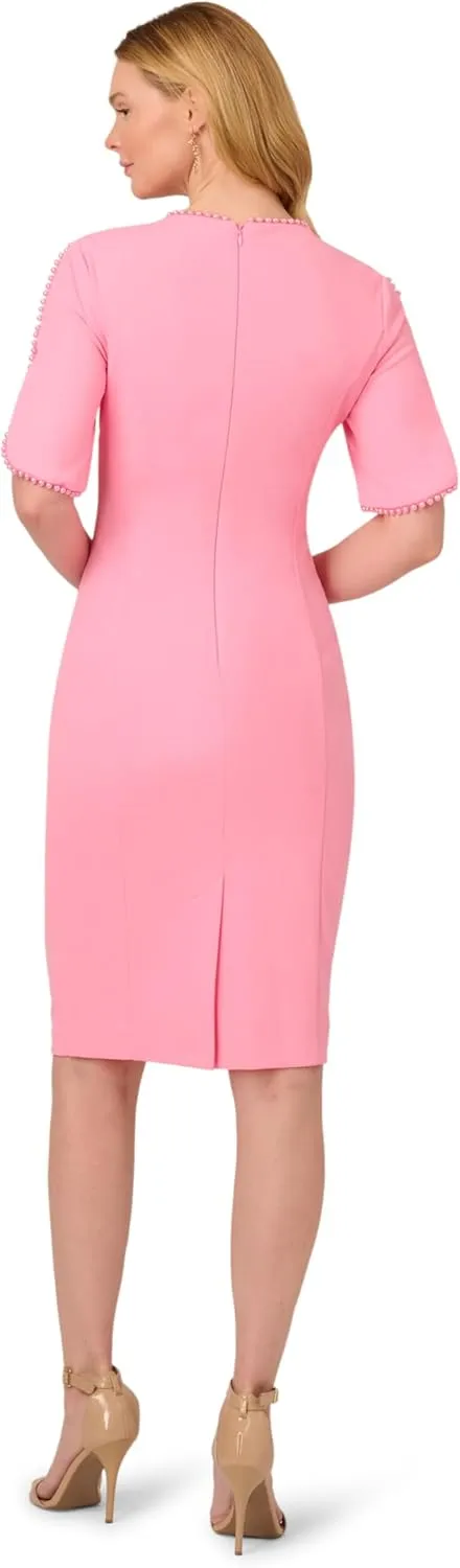 Adrianna Papell Women's Knit Crepe Pearl Midi Dress