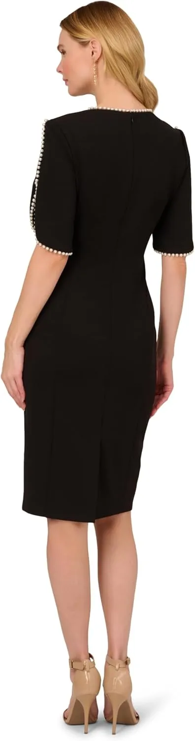 Adrianna Papell Women's Knit Crepe Pearl Midi Dress