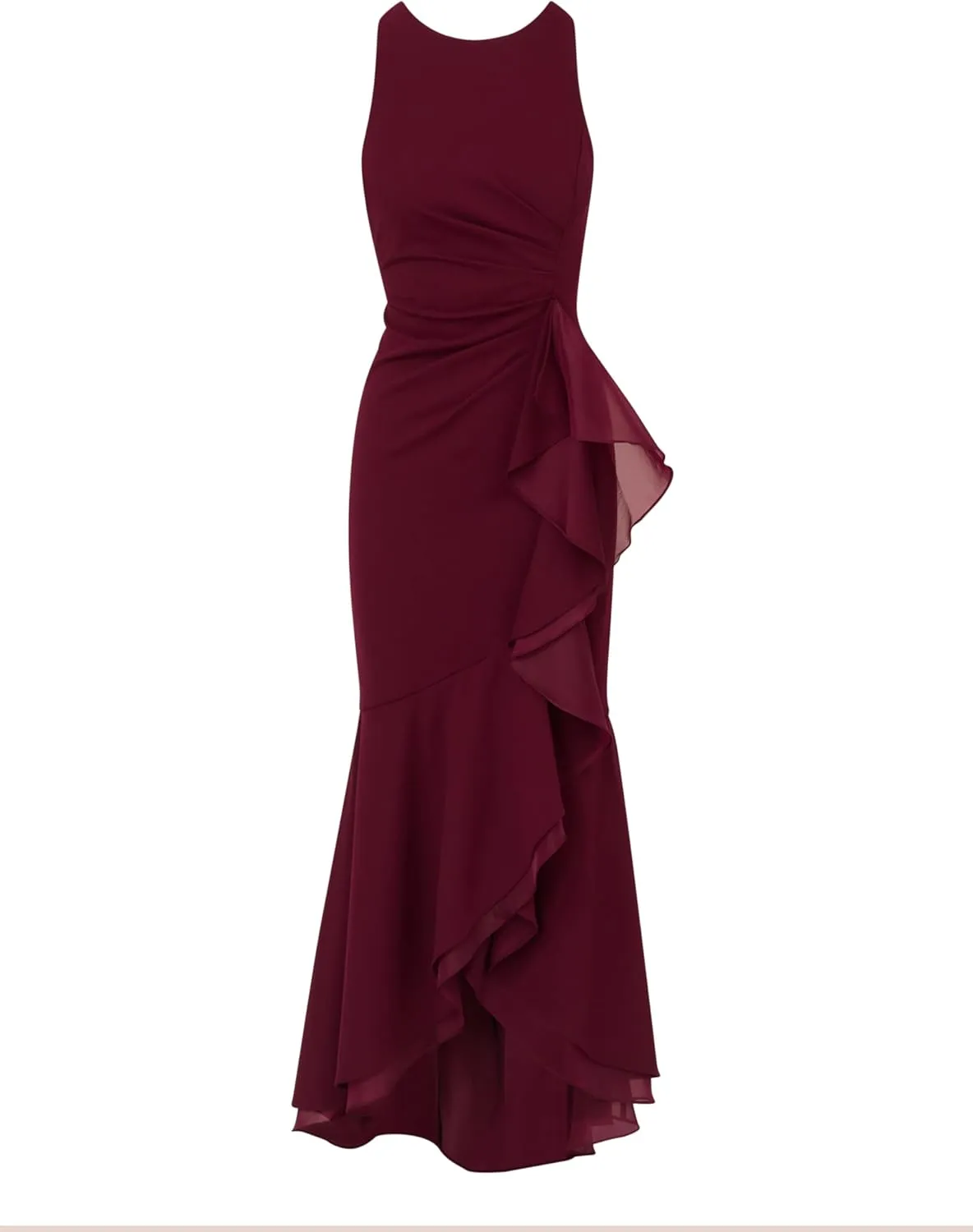 Adrianna Papell Women's Ruffle Crepe Halter Gown