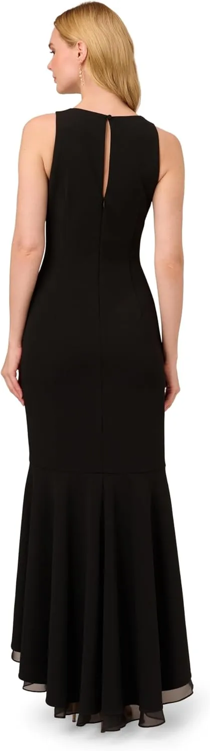 Adrianna Papell Women's Ruffle Crepe Halter Gown