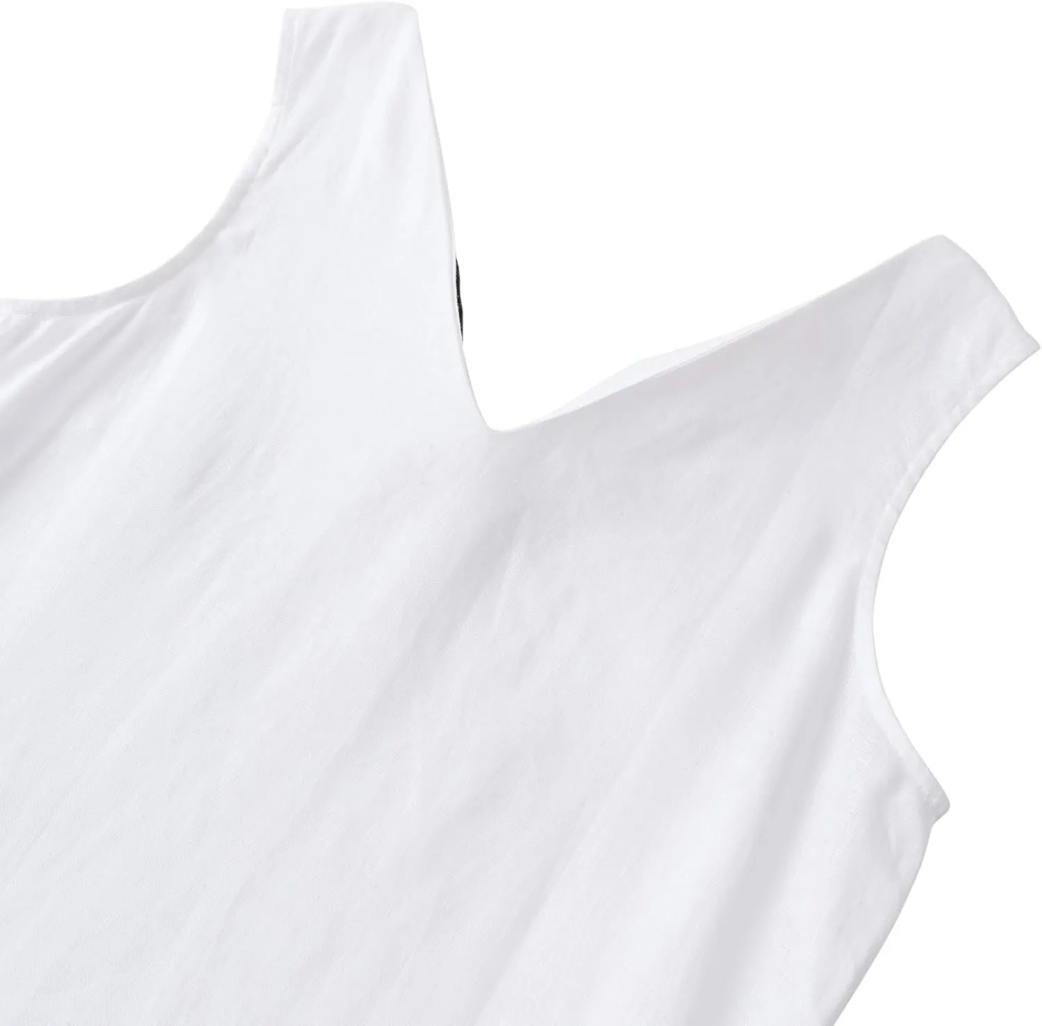 Amazhiyu Womens 100% Linen Summer Sleeveless V-Neck Midi Dresses with Pockets