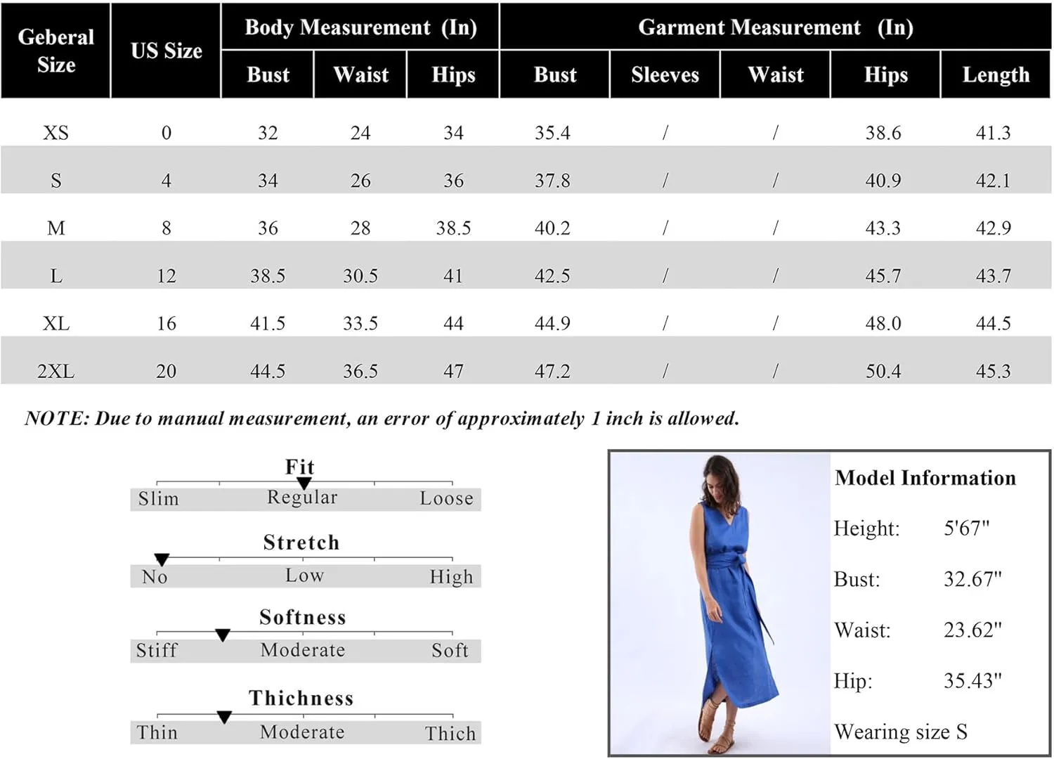 Amazhiyu Womens 100% Linen Summer Sleeveless V-Neck Midi Dresses with Pockets