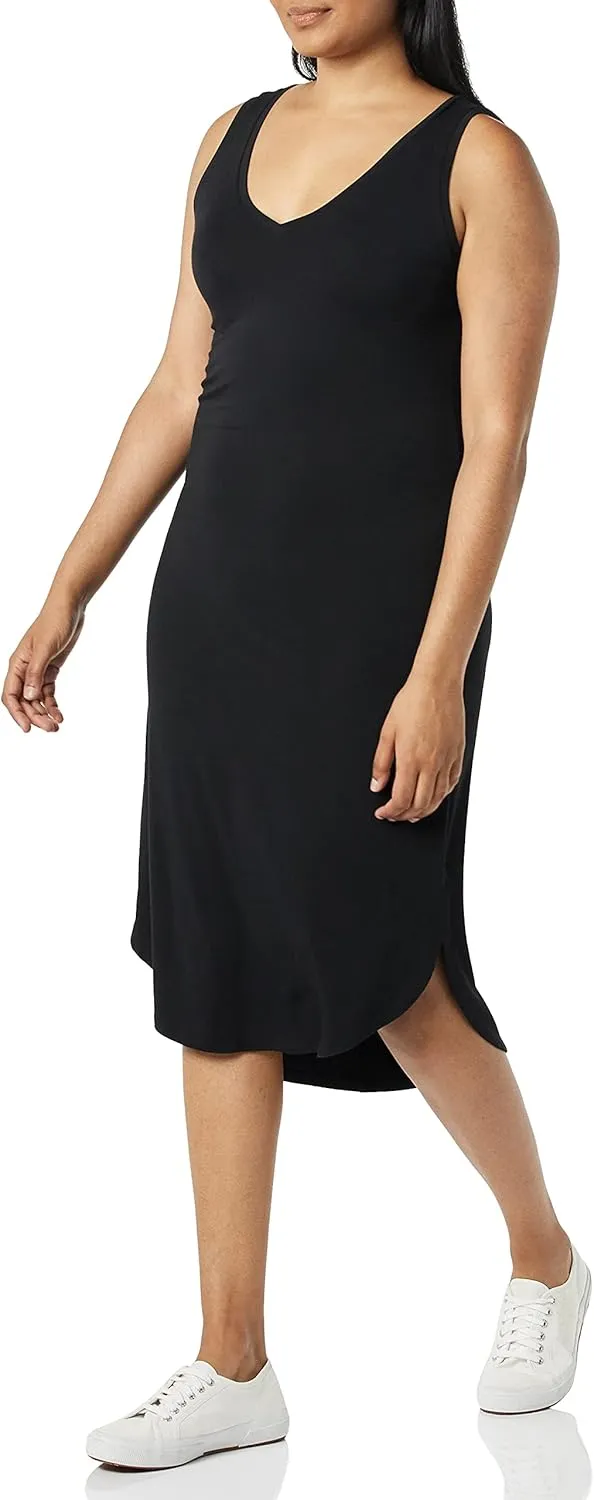 Amazon Essentials Women's Jersey Regular-Fit Sleeveless v-Neck Midi Dress (Previously Daily Ritual)