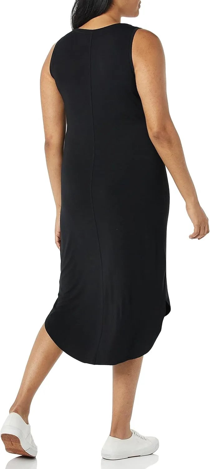 Amazon Essentials Women's Jersey Regular-Fit Sleeveless v-Neck Midi Dress (Previously Daily Ritual)