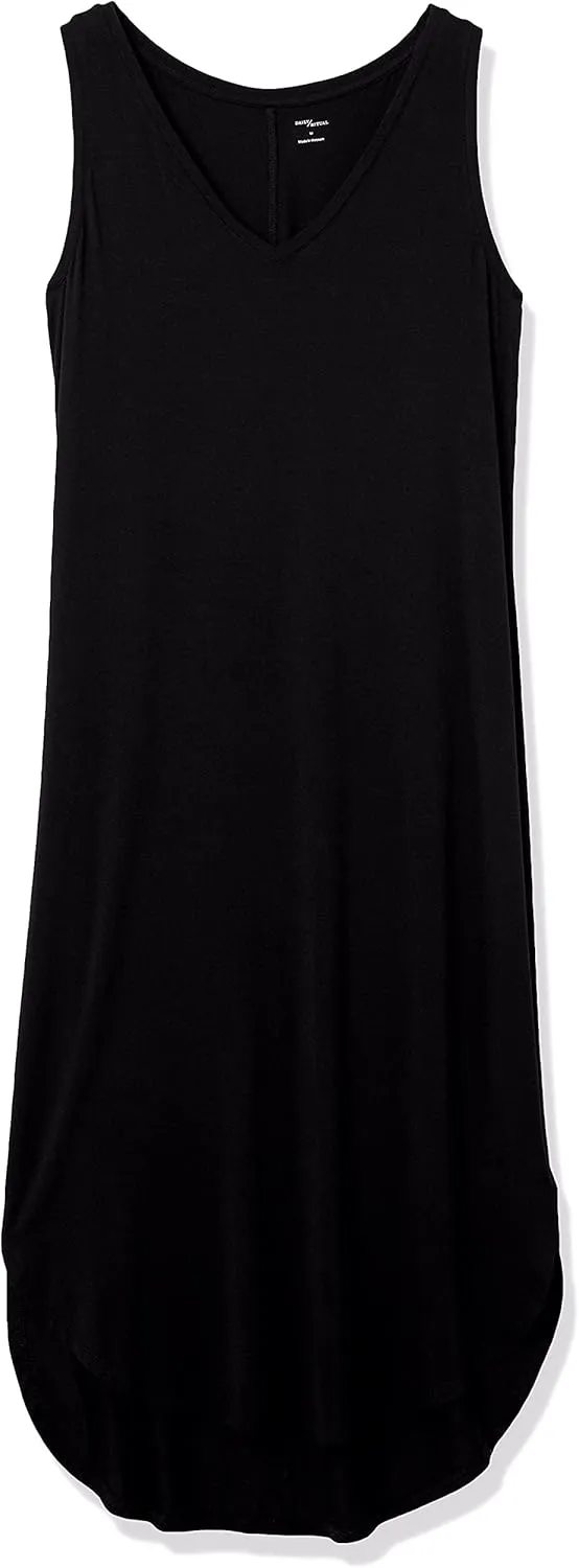 Amazon Essentials Women's Jersey Regular-Fit Sleeveless v-Neck Midi Dress (Previously Daily Ritual)