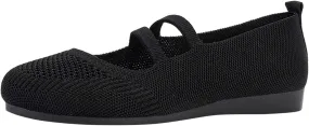 AMDBEL Women's Ballet Flats Shoes Comfortable Walking Shoe, Women's Breathable Crochet Knit Mesh Round Toe Slip On Casual Ballet Flats Dress Shoes Double Strap Low Wedge Shoes Lightweight #06