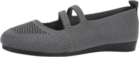 AMDBEL Women's Ballet Flats Shoes Comfortable Walking Shoe, Women's Breathable Crochet Knit Mesh Round Toe Slip On Casual Ballet Flats Dress Shoes Double Strap Low Wedge Shoes Lightweight #06