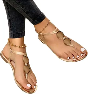 Ankle Strap Sandals for Women, Dressy Thong Sandals Womens Clip Toe Flats Sandals Summer Casual Gladiator Sandals Dressy Womens Walking Sandals