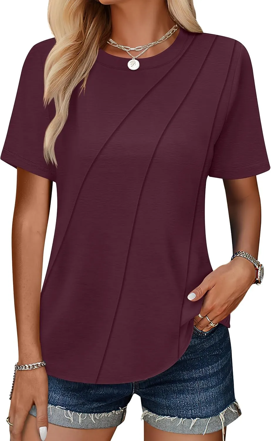ANRABESS Womens Summer Tops Workout Shirts Beach Vacation Outfits Business Tshirts Dressy Fashion Spring Clothes 2025