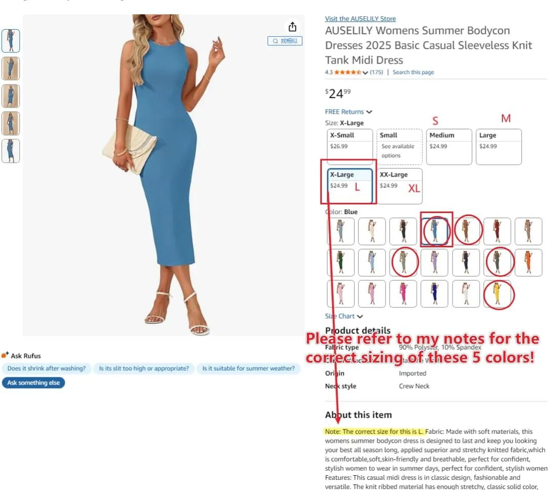 AUSELILY Womens Summer Bodycon Dresses 2025 Basic Casual Sleeveless Knit Tank Midi Dress