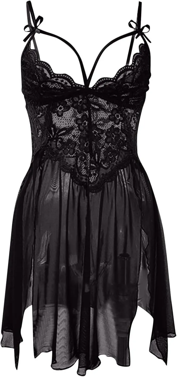Babydoll Lingerie Womens Lace Bodysuit Teddy Chemise Sexy Nighty Mesh Sleepwear Babydoll Lingerie For Women