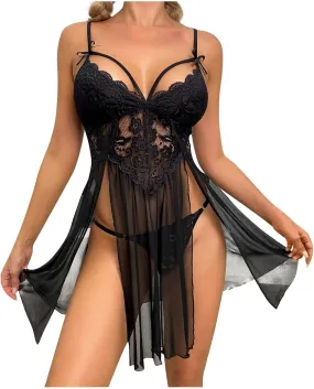 Babydoll Lingerie Womens Lace Bodysuit Teddy Chemise Sexy Nighty Mesh Sleepwear Babydoll Lingerie For Women