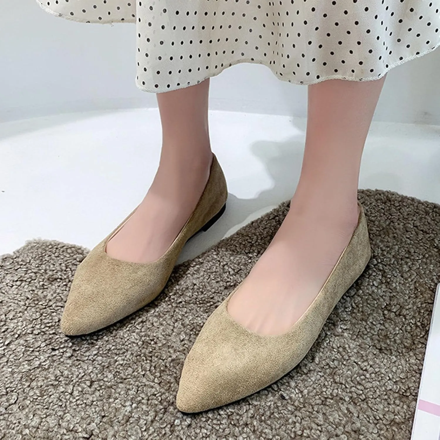 Ballet Flats Shoes for Women Dressy Comfortable Flat Pointed Toe Shoes for Women Mary Jane Shoe Womens Flats