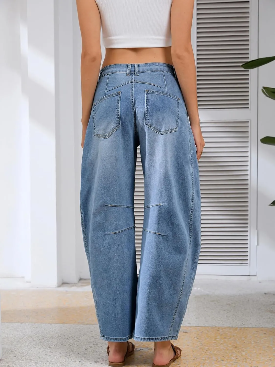 Barrel Jeans for Women Wide Leg Denim Pants Baggy Boyfriend Jeans