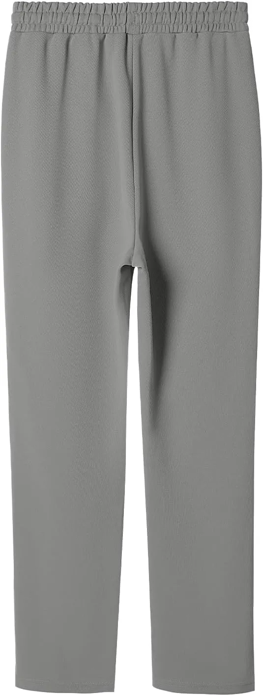 BETTERCHIC Women's Beige Straight Leg Drawstring Casual Pants with Pocket for Women
