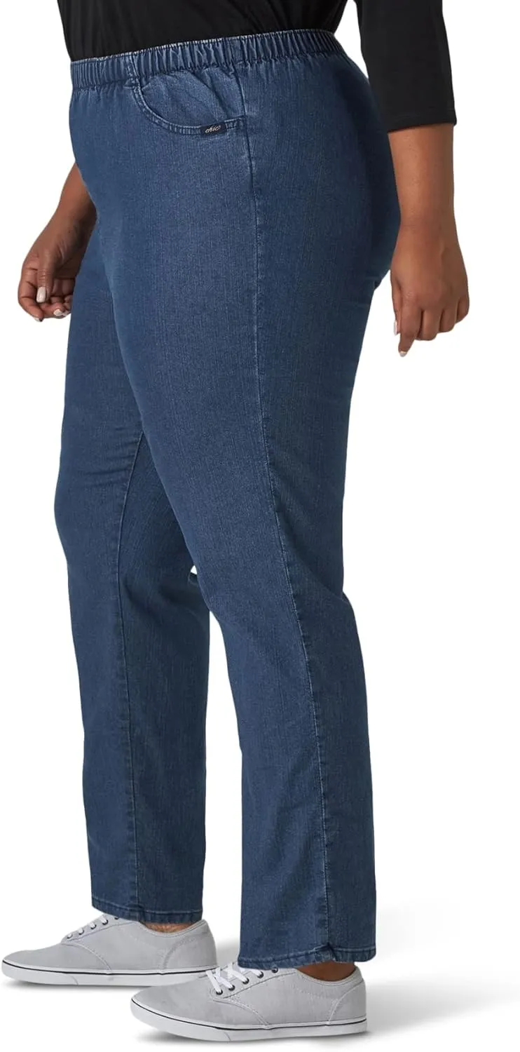 Chic Classic Collection Women's Plus Size Stretch Elastic Waist Pull-On Pant