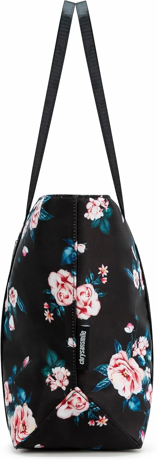 Chrysansmile Large Tote Bag for Women Work Nylon Shoulder Bags Waterproof Beach Bag Flower Womens Purses and Handbags