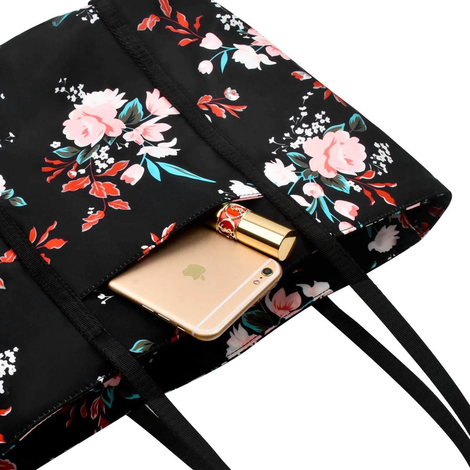 Chrysansmile Large Tote Bag for Women Work Nylon Shoulder Bags Waterproof Beach Bag Flower Womens Purses and Handbags