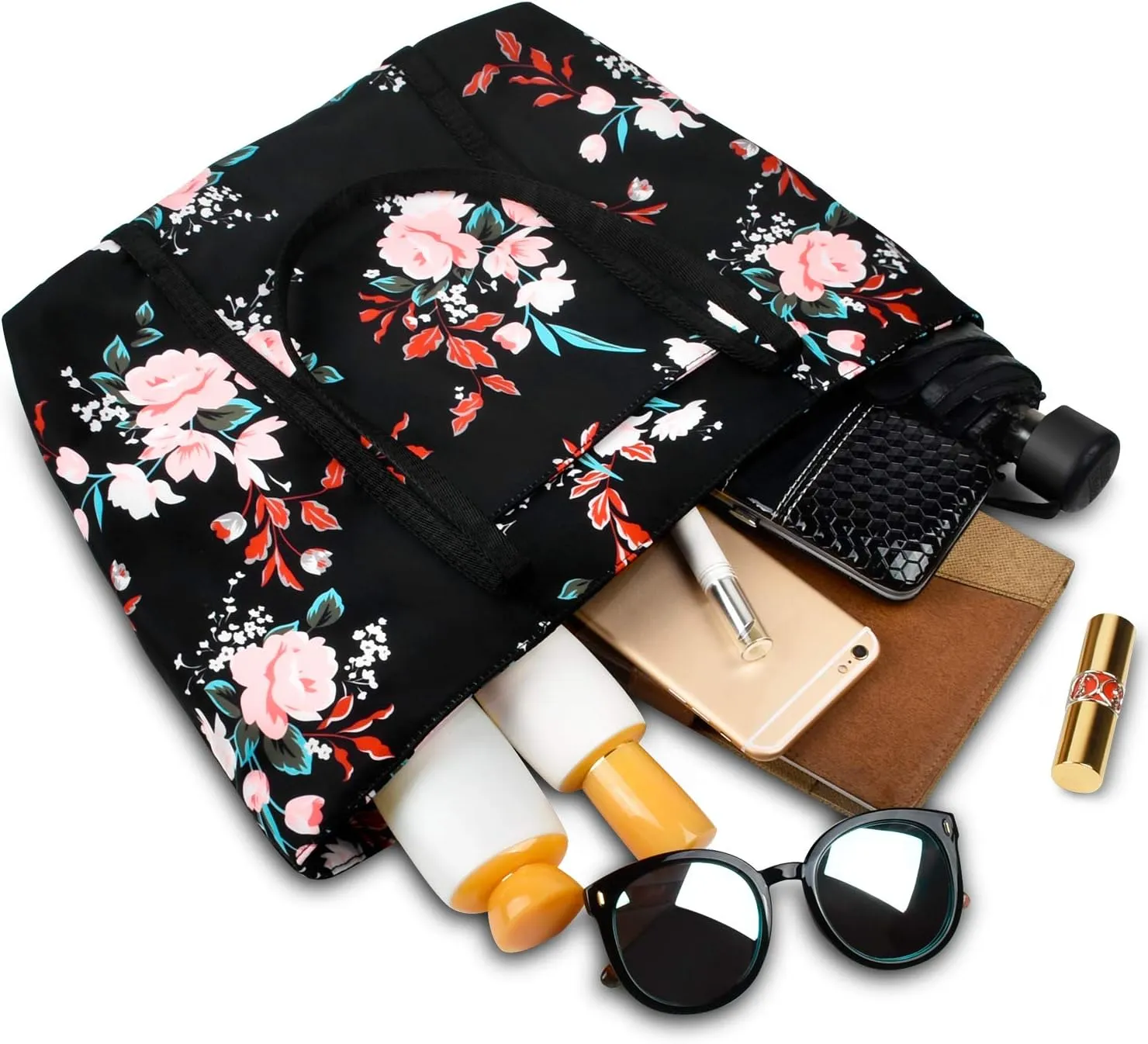 Chrysansmile Large Tote Bag for Women Work Nylon Shoulder Bags Waterproof Beach Bag Flower Womens Purses and Handbags