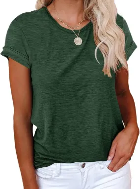 Cicy Bell Women's Short Sleeve Shirts Crewneck Loose Casual Summer Basic Tees Tops