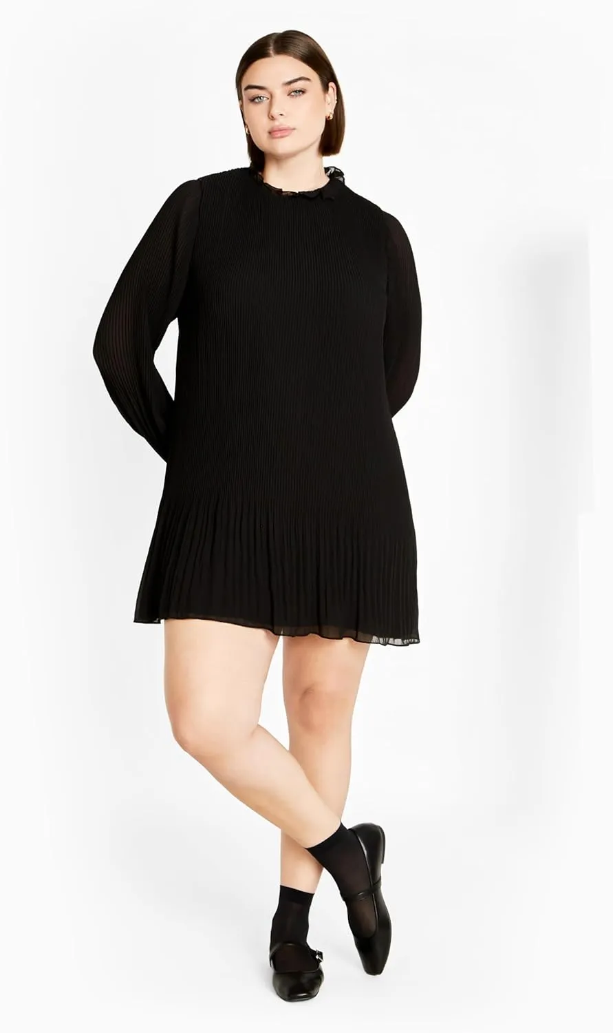 City Chic Women's Plus Size Pleat Ruffle Dress