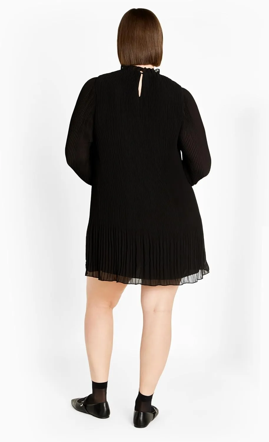 City Chic Women's Plus Size Pleat Ruffle Dress