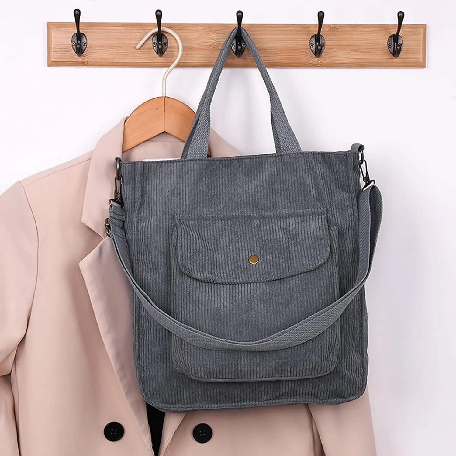 Corduroy Tote Bag Women Shoulder Bags Casual Top Handle Bag Ladies Handbags Canvas Beach Tote