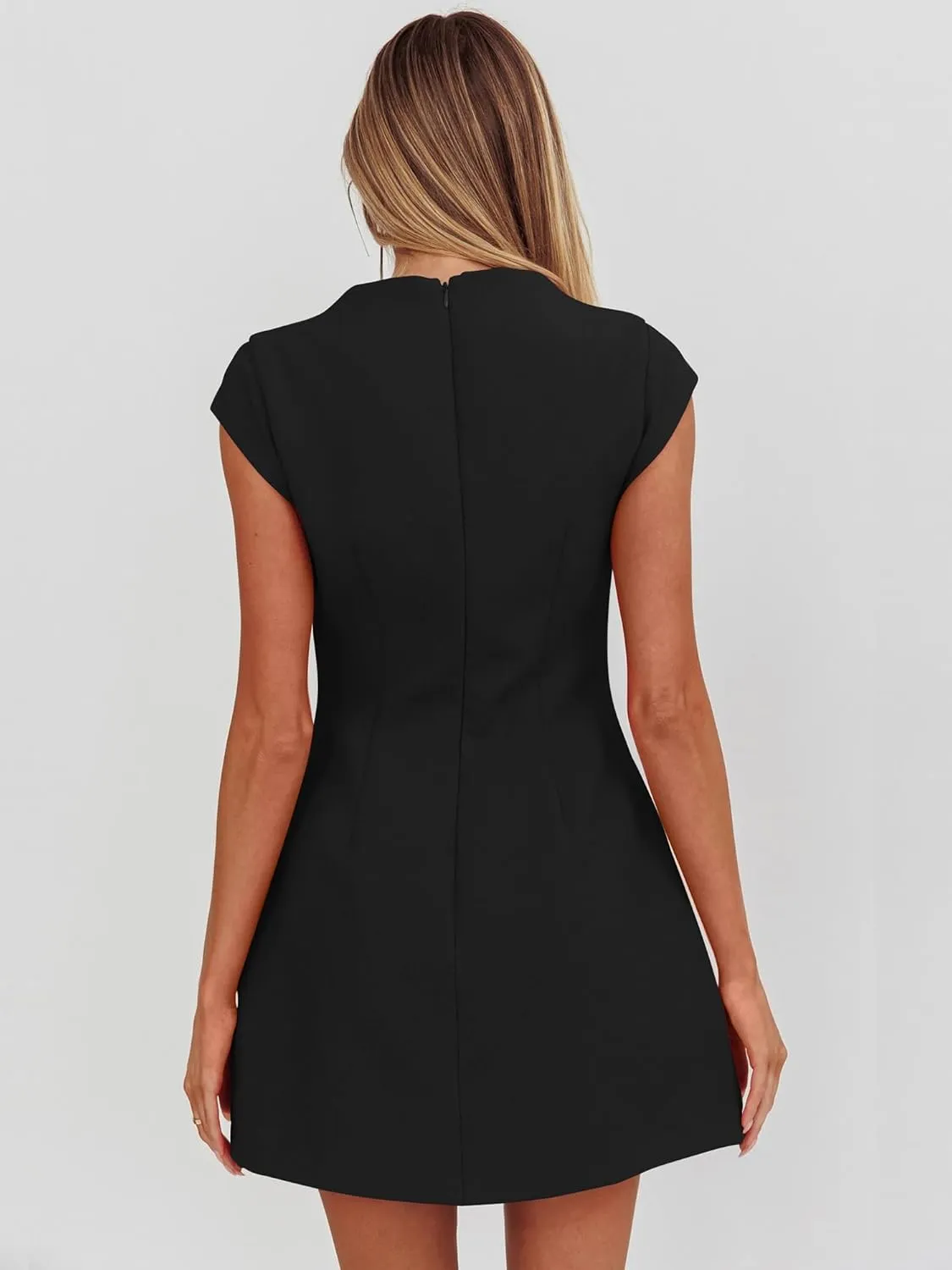 DAAWENXI Women's Sexy Mock Neck Cap Sleeve Mini Dress Summer Bodycon Club Party Dresses