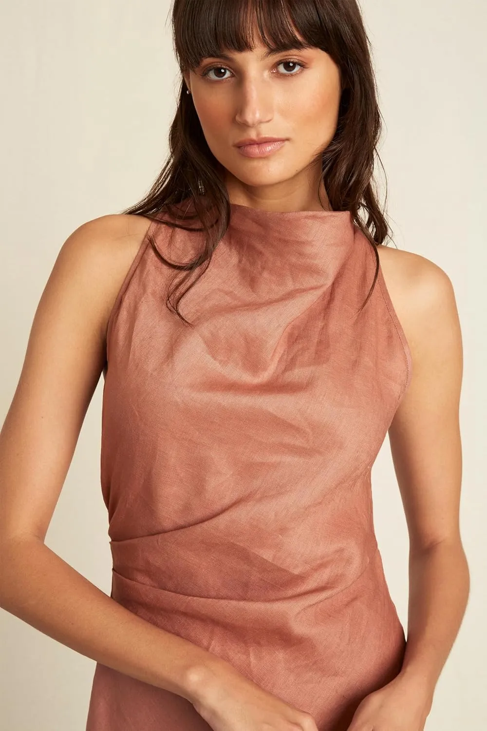 Elegant High Neck Sleeveless Midi Length Mermaid Cocktail Dresses for Women with Criss Cross Back