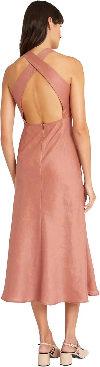 Elegant High Neck Sleeveless Midi Length Mermaid Cocktail Dresses for Women with Criss Cross Back