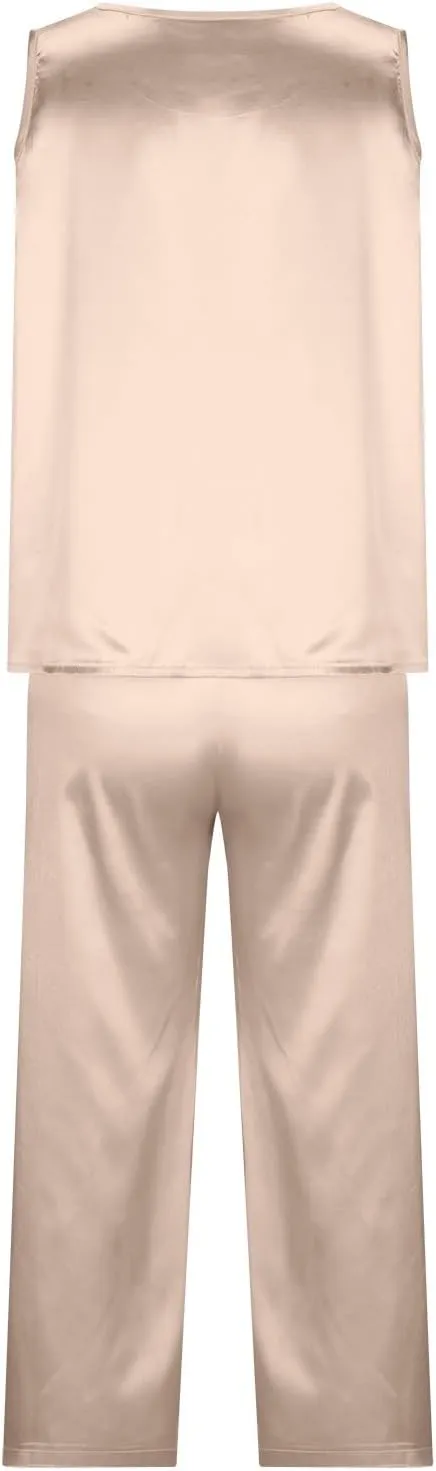 Fall Pajamas for Womens Pajamas 2 Piece Lounge Set Ribbed Knit Loungewear Sleeveless Tank Top Long Pants Sets S-XXL