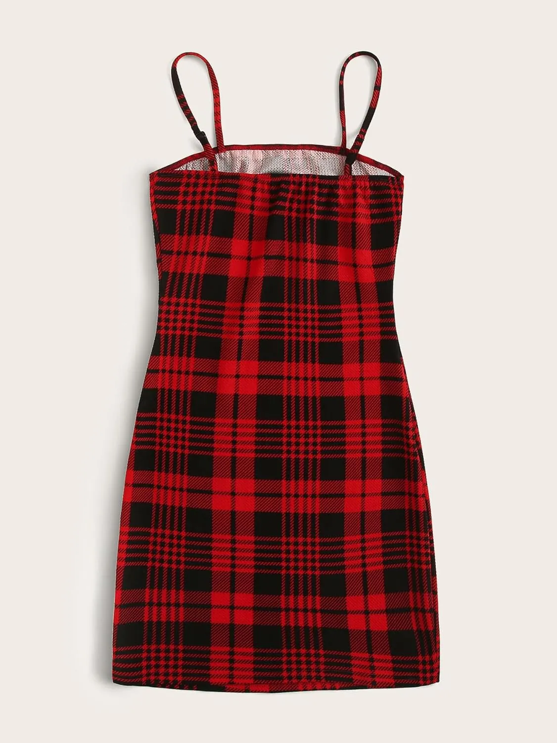 Floerns Women's Plaid Print Mini Cami Bodycon Dress