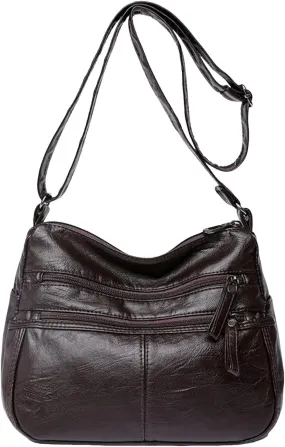 Foldie Crossbody Bags for Women Cute Hobo Tote Handbags Mini Clutch Purses with Zipper Closure Luxury Travel Bag(Brown)