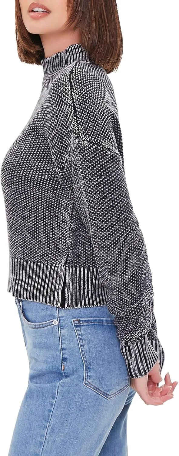 Forever 21 Women's Mineral Wash Mock Neck Sweater