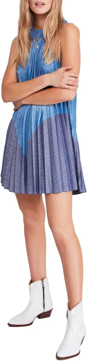Free People Pleated Love Minidress, Size Small - Blue