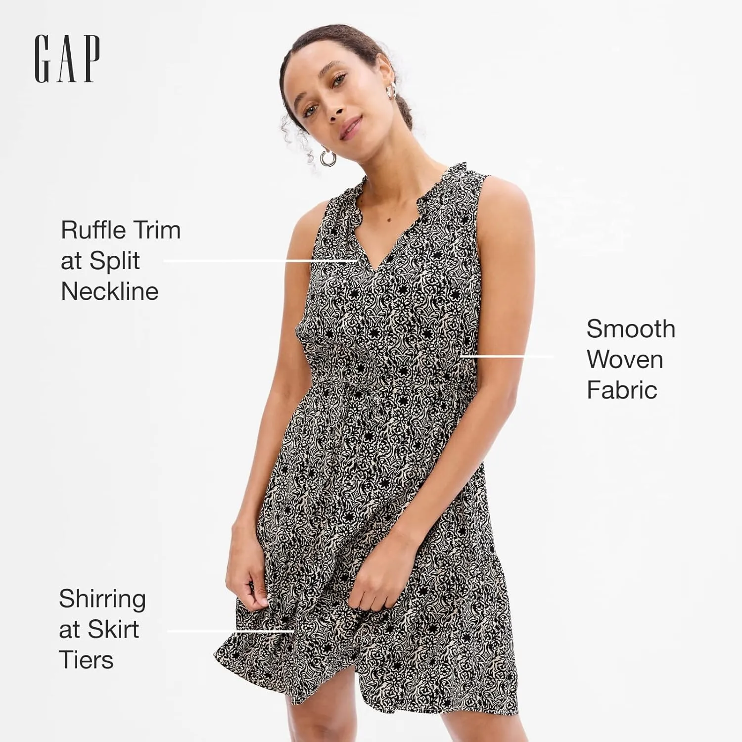 GAP Women's Sleeveless Split Neck Dress