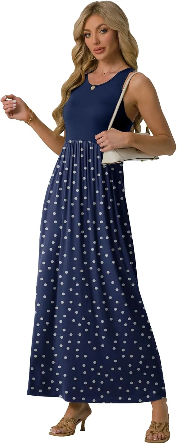 GRECERELLE Women's Summer Sleeveless Casual Long Tank Maxi Dress with Pockets (XS-3XL)