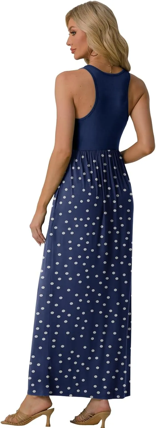 GRECERELLE Women's Summer Sleeveless Casual Long Tank Maxi Dress with Pockets (XS-3XL)