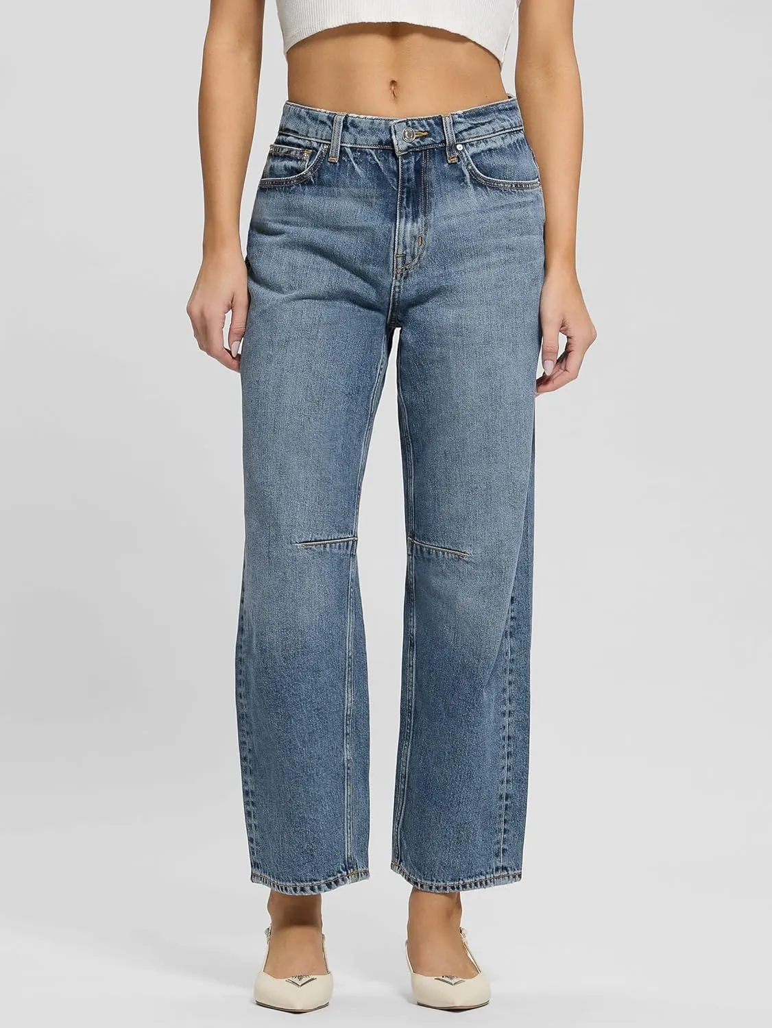GUESS Women's Eco High Rise Barrel Fit Jean