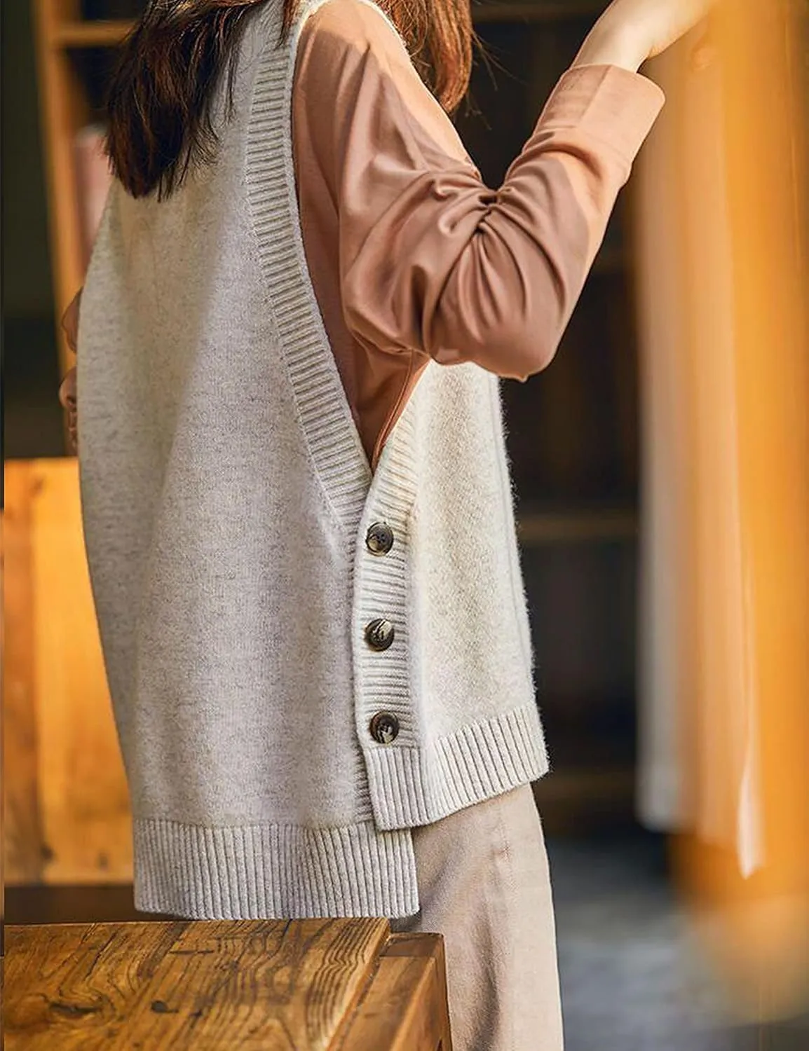 HangNiFang Women's Round Neck Sleeveless Pullover Ribbed Knit Sweater Vest Top