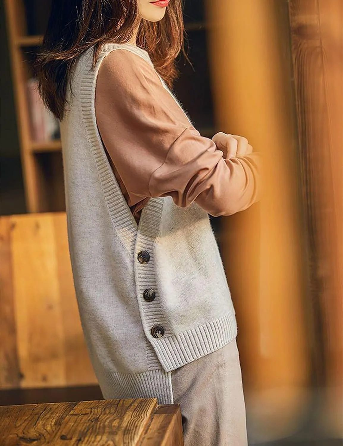 HangNiFang Women's Round Neck Sleeveless Pullover Ribbed Knit Sweater Vest Top