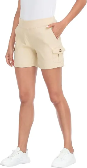 HDE Women's Cargo Shorts with Pockets High Waisted Pull On Stretch Casual Shorts