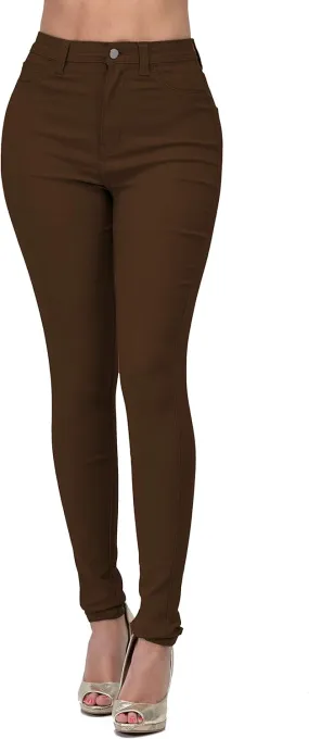 High Waisted-Rise Colored Stretch Skinny Destroyed Ripped Distressed Jeans for Women Olive Mustard RED