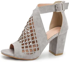 HINDOLA Chunky Heeled Sandals for Womens,Womens Cutout Open Toe Summer Block Heeled Party Wedge Party Dress Sandals