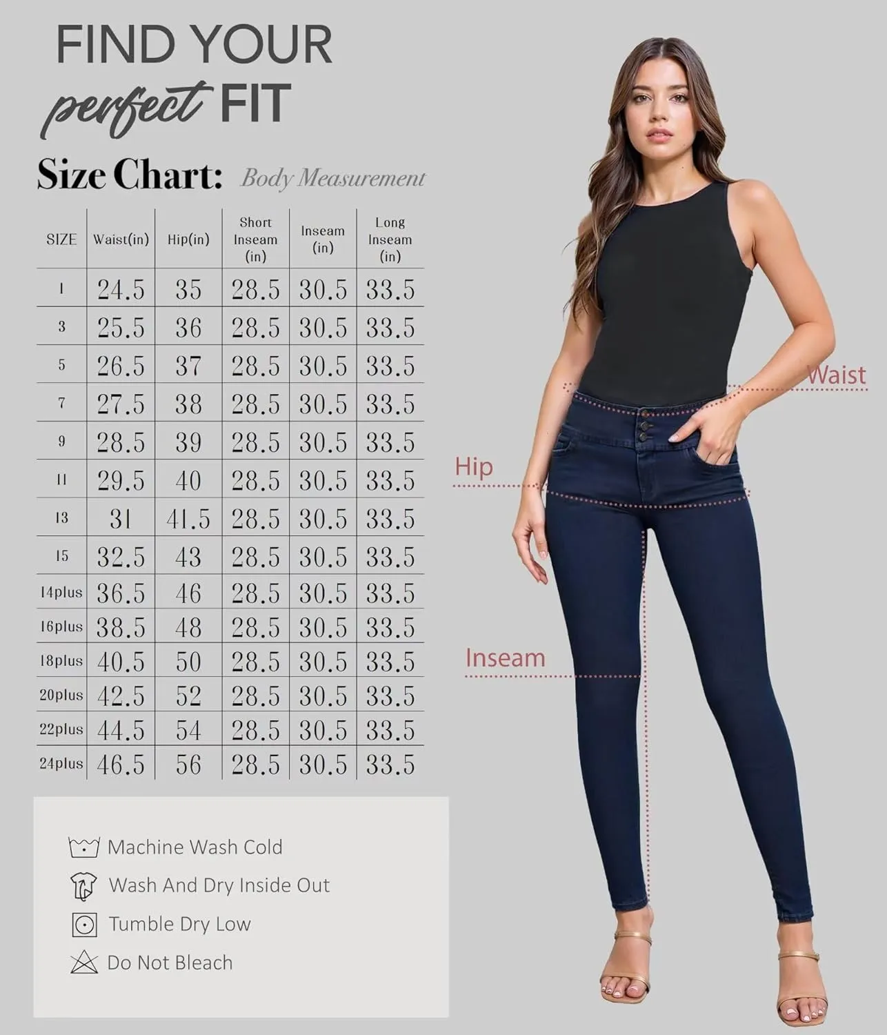 Hybrid & Company Women's Butt Lift Skinny High Waisted V3 Super Comfy Stretch Denim Pants